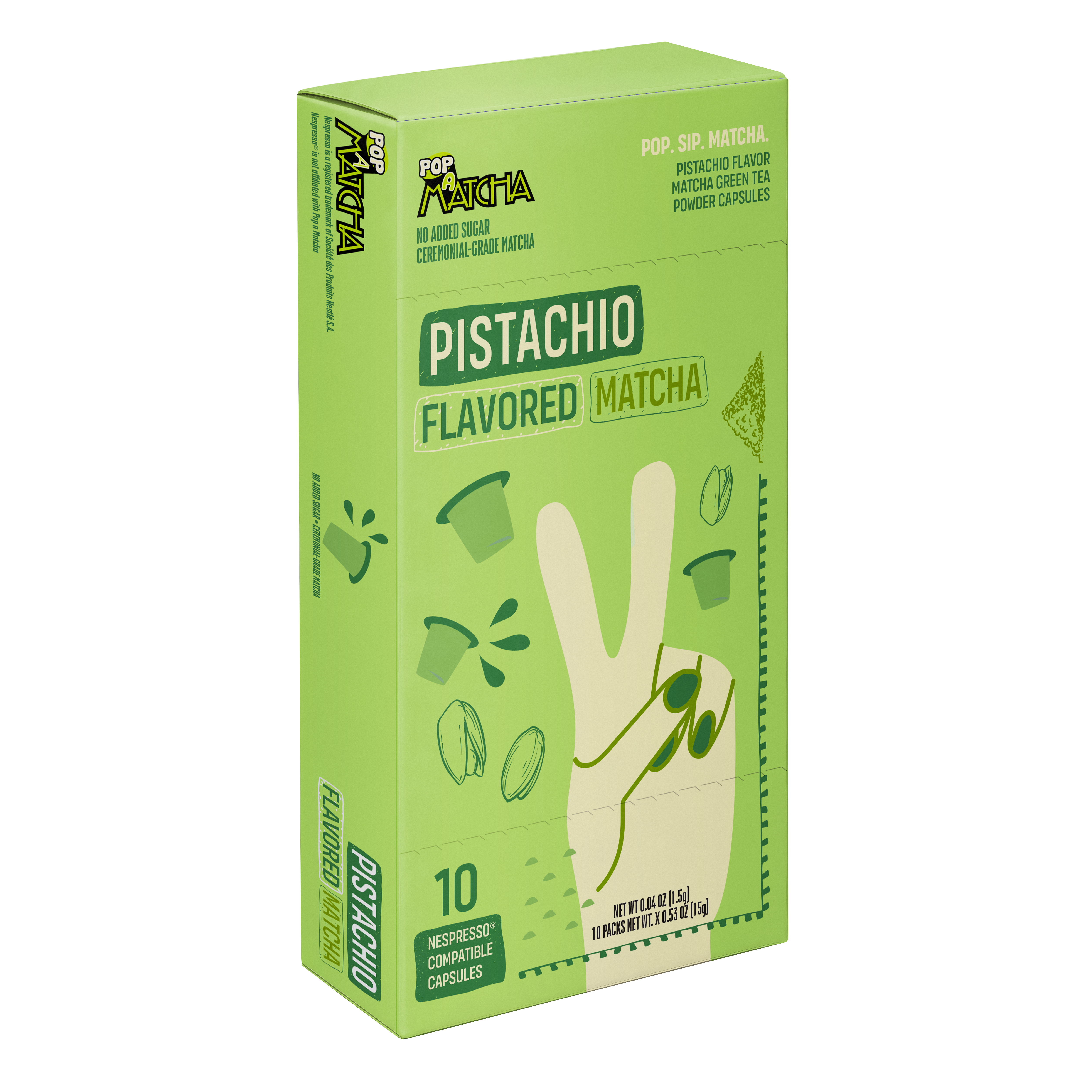 Light green box of Pistachio Pop Matcha